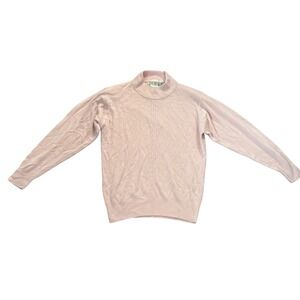 Petite Pink Cable Knit Mock Neck Long Sleeve Sweater Women's S Acrylic